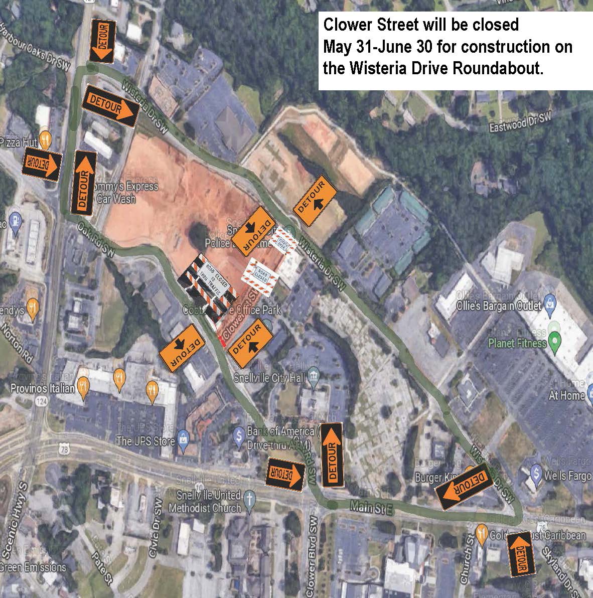 Clower Street Closure Map